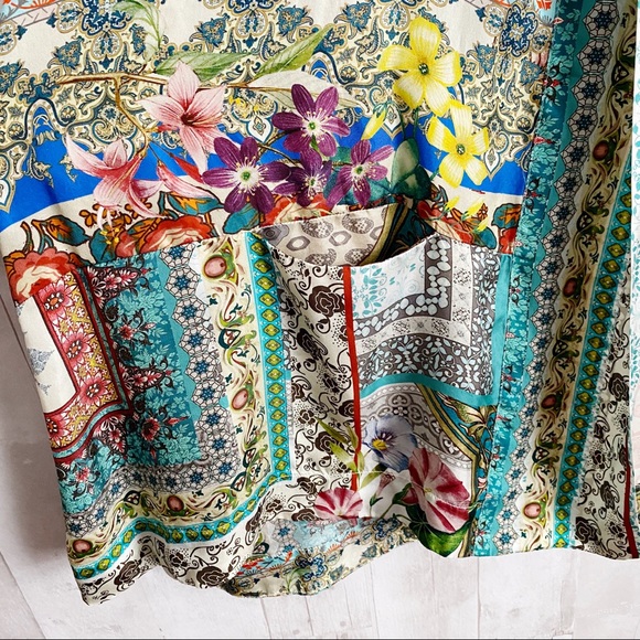 [Johnny Was] 100% Silk Samira Frame Boho Kimono - Picture 5 of 8